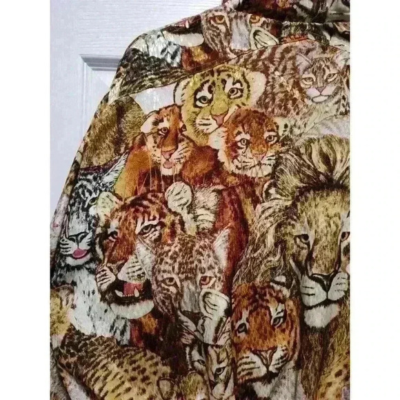 Solare Sporta Vintage 90s Big Cat Safari Jungle Print Bomber Jacket Size XLarge - Picture 10 of 11